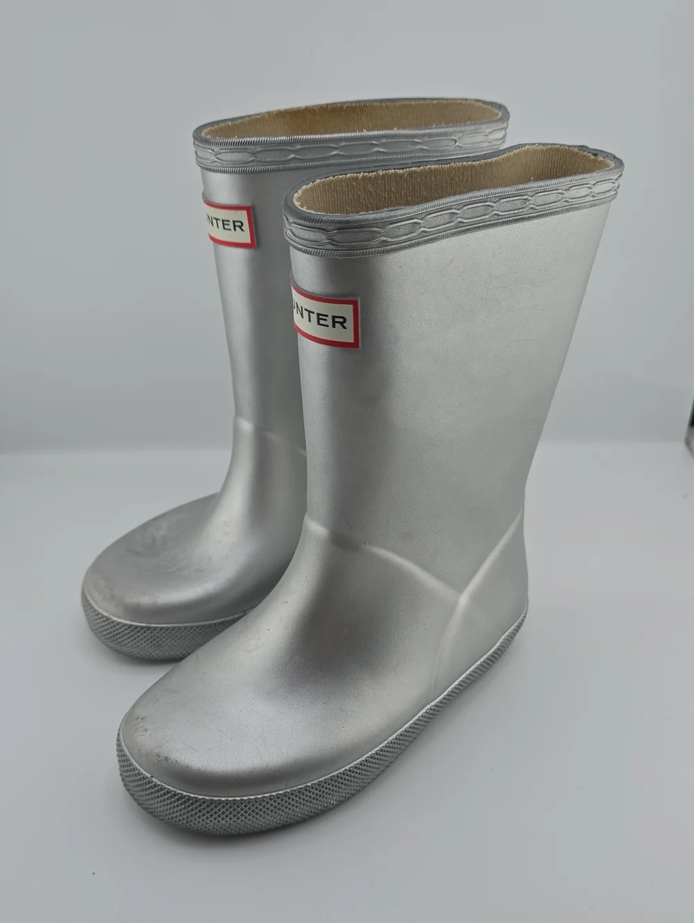 Hunter Metallic Silver Mid-Calf Rain Boots